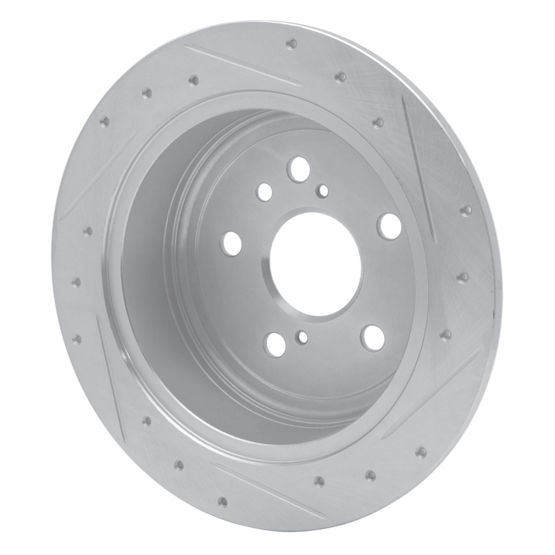 Lexus RX330 Brake Rotor (1) - Rear Left - R1 Concepts - Drilled & Slotted - Silver - `04-`09